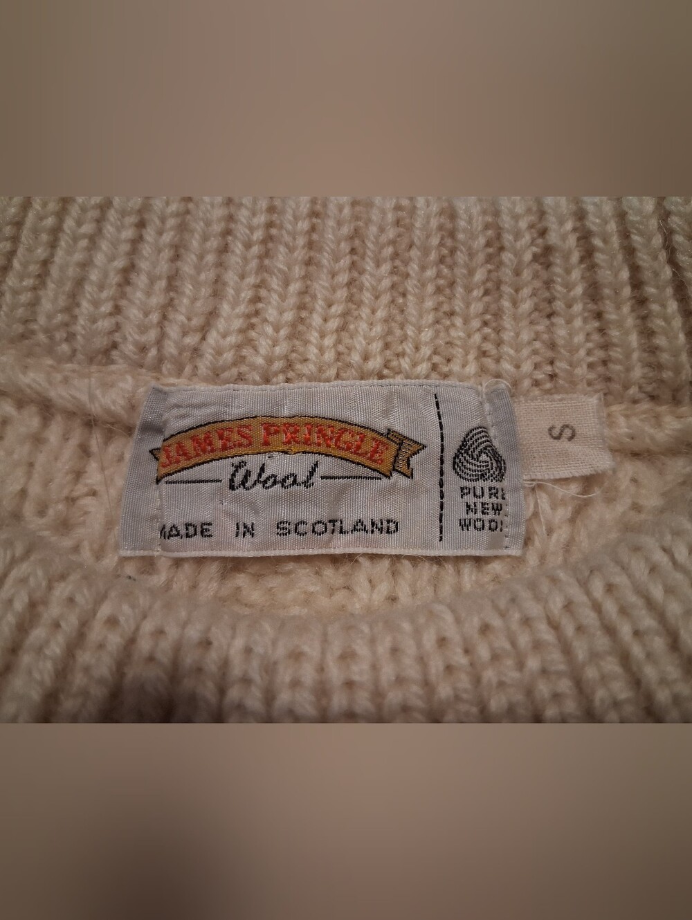 VTG James Pringle Men's Small Wool Sweater Cable Knit Fishermans Aran Scotland - Picture 6 of 10